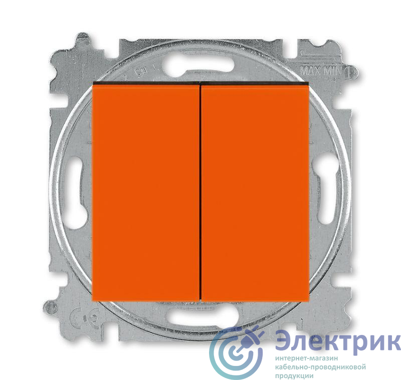Выключатель 2-кл. СП Levit IP20 оранж./дым. черн. ABB 2CHH590545A6066