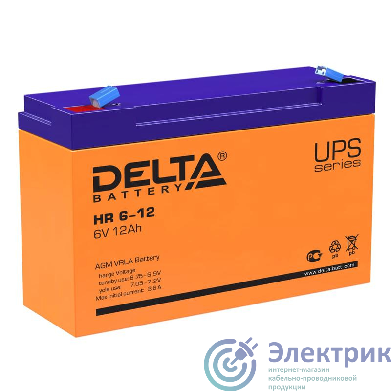 Аккумулятор UPS 6В 12А.ч Delta HR 6-12
