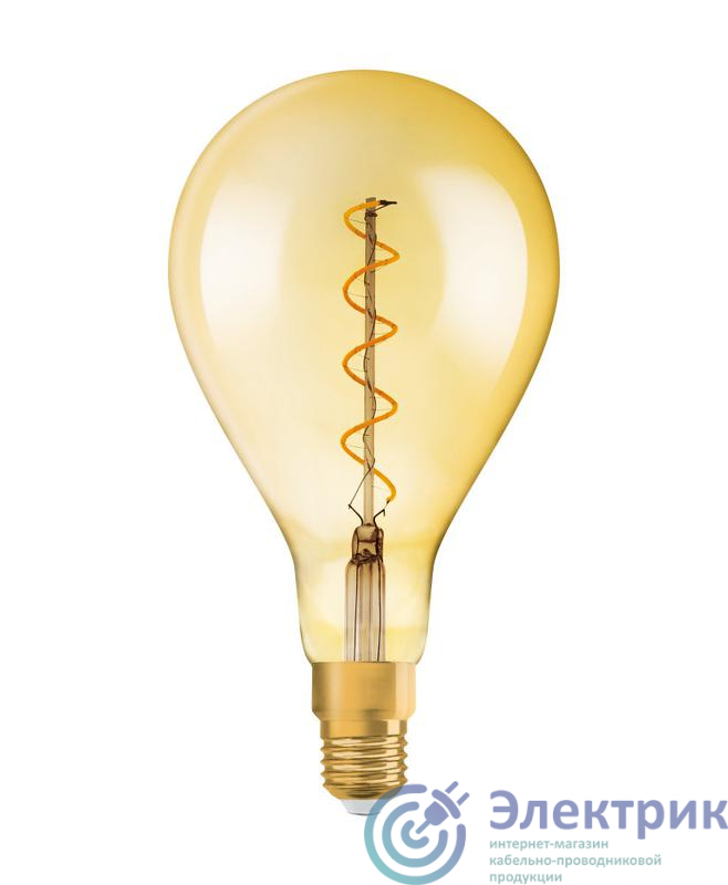 Лампа светодиодная филаментная Vintage 1906 LED dim CL A160 FIL GOLD 28 dim 5W/820 5Вт тепл. бел. E27 (замена 28Вт) диммир. зол. OSRAM 4058075269705