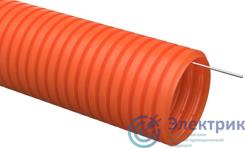 Труба гофрированная ПНД тяжелая d20мм с протяжкой оранж. (уп.100м) IEK CTG21-20-K09-100