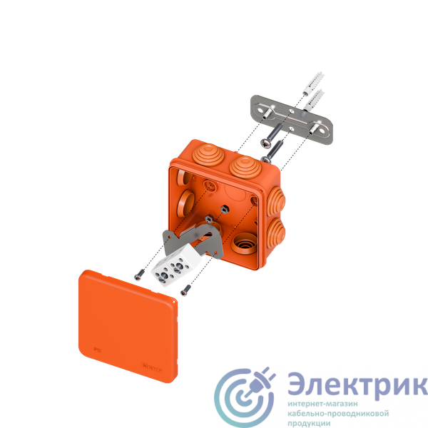 plc-kmfr-85-410 | Коробка огнестойкая E45 85х85х40мм IP55 с клеммниками 4 полюса 0.5-10кв.мм HF EKF 
