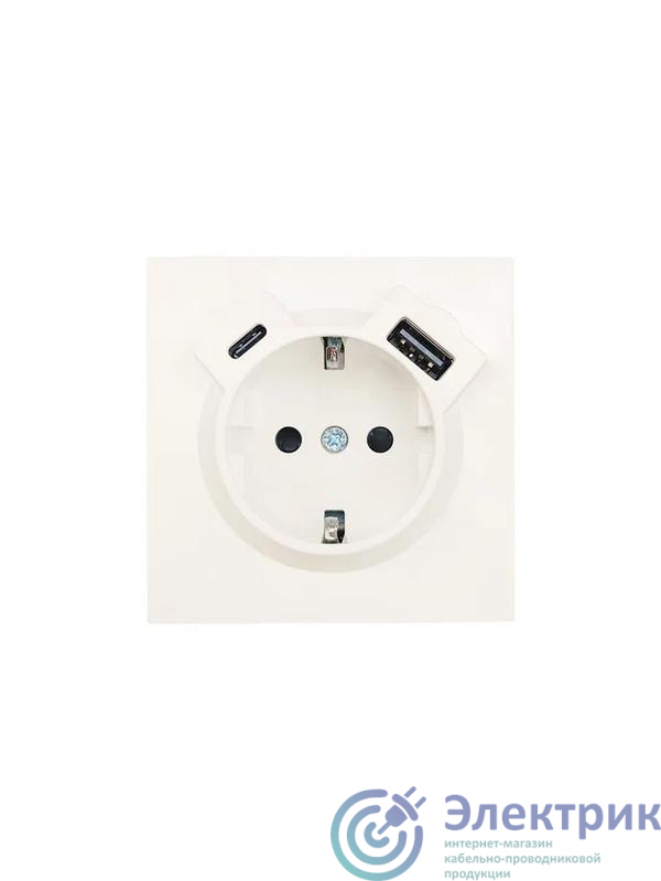 704-9088-181TC | Розетка 1-м СП ZIMA IP20 Type-C + USB с заземл. механизм сл. кость LEZARD