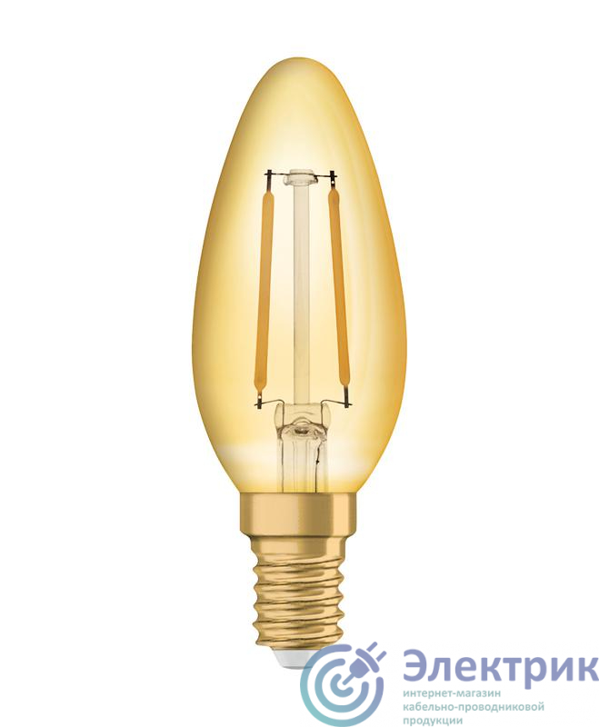 Лампа светодиодная филаментная Vintage 1906 LED CL B FIL GOLD 22 non-dim 2.5W/824 2.5Вт 2400К тепл. бел. E14 220лм 220-240В (замена 22Вт) зол. OSRAM 4058075293212