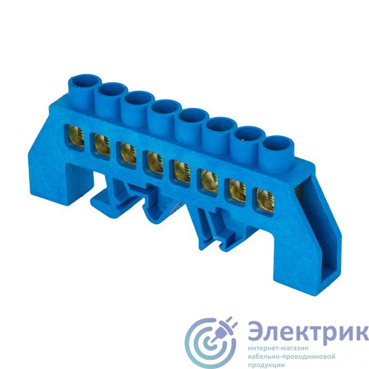 Шина нулевая N 8х12 8 отверстий синий нейлоновый корпус комбинированный латунь розн. стикер PROxima EKF sn0-125-8-dn-r