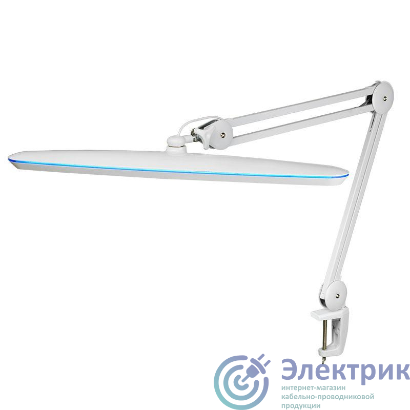 Лампа настольная на струбцине 117LED Blue Stream регулировка яркости бел. Rexant 31-0409
