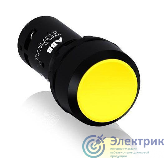 Кнопка CP1-10Y-11 без фикс. 1НО+1HЗ (черн. декоративное кольцо) желт. ABB 1SFA619100R1073