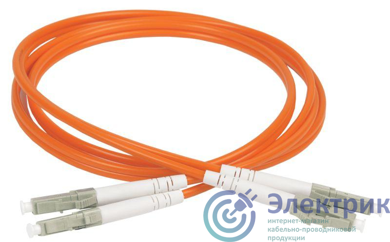 Патч-корд оптический коммутационный соединительный для многомодового кабеля (MM); 50/125 (OM2); LC/UPC-LC/UPC; двойного исполнения (Duplex); LSZH (дл.3м) ITK FPC50-LCU-LCU-C2L-3M