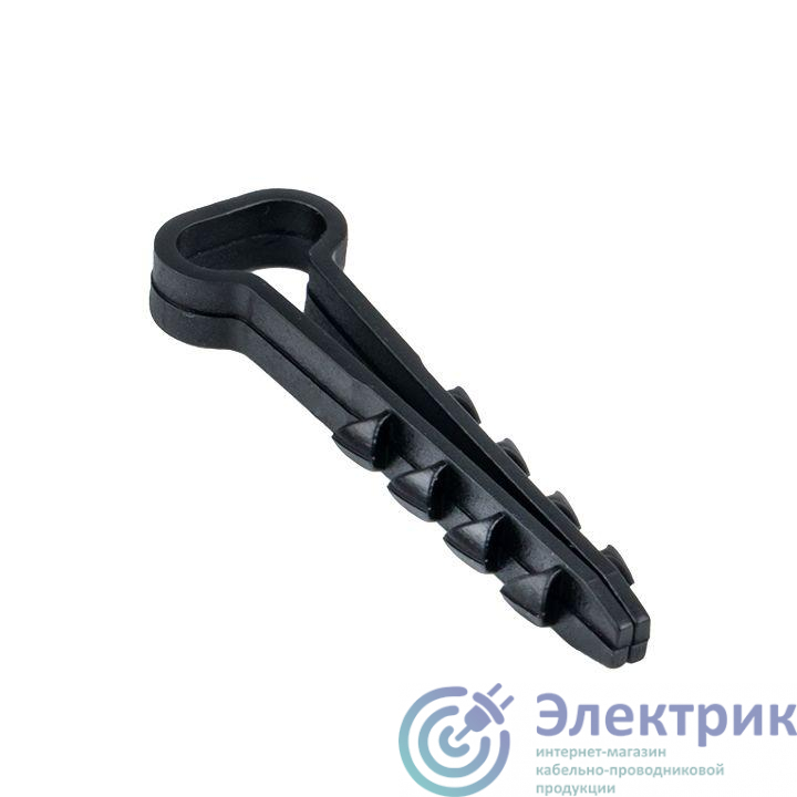Дюбель-хомут d6х14мм для плоского кабеля черный (уп.10шт) PROxima EKF plc-cd-6x14b-r