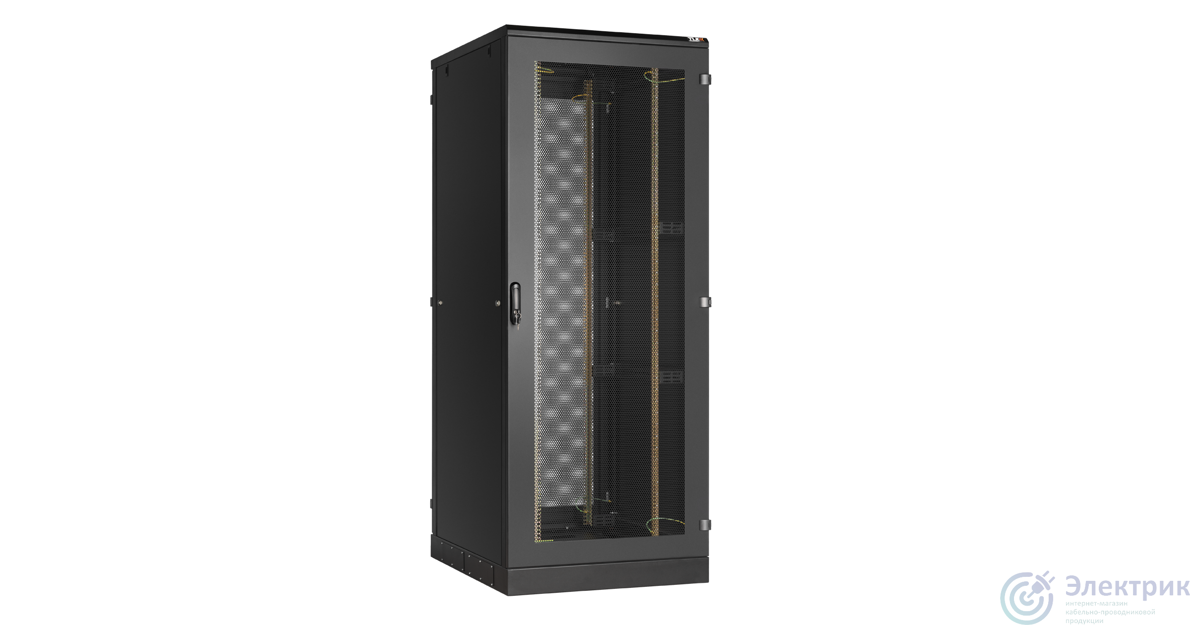 Напольный шкаф 19", 42U, перфорированные двухуровневые стенки и перфорированные двери, Ш600хВ2060хГ1000мм, в разобранном виде, черный