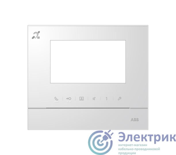 Рамка для абонентского устройства 4.3дюйм с символом индукционной петли бел. глянцев. ABB 2TMA070130W0060