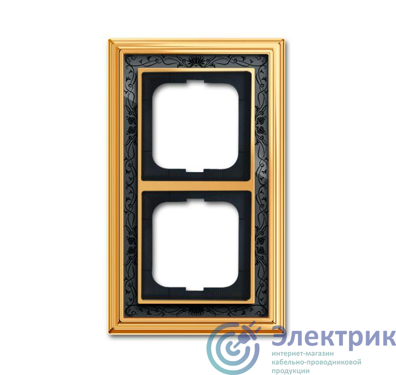 Рамка 2-м Династия Латунь полированная черная роспись ABB 2CKA001754A4576