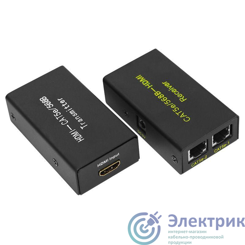 Удлинитель HDMI на 2 кабеля кат.5E/6 (передатчик + приемник) Rexant 17-6906
