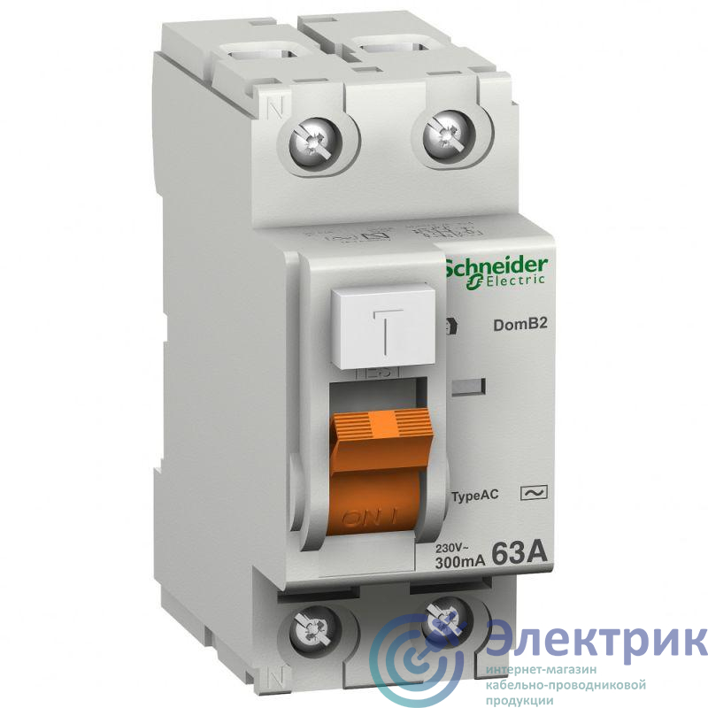 Выключатель дифференциального тока (УЗО) 2п 40А 30мА тип AC ВД63 Домовой SchE 11452