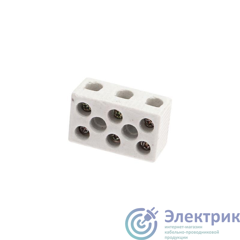 Клемма керамическая винтовая 10кв.мм 3 пары контактов с крепежным отверстием (уп.84шт) Rexant 07-6226