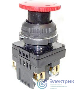 Выключатель кнопочный КЕ-131 У3 исп.4 красн. 1з гриб с фиксацией IP40 10А 660В Электротехник ET529302
