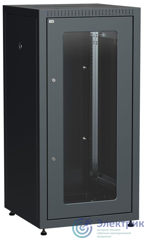 Шкаф сетевой LINEA E 18U 600х600мм стекл. передняя дверь задняя металлическая черн. ITK LE05-18U66-GM