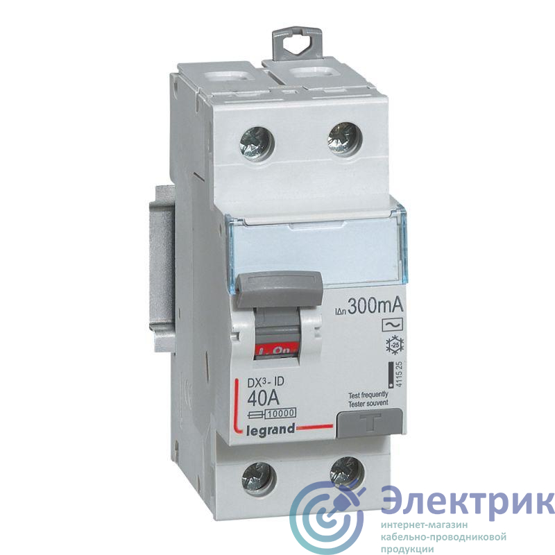 Выключатель дифференциального тока (УЗО) 2п 40А 300мА тип AC DX3 Leg 411525