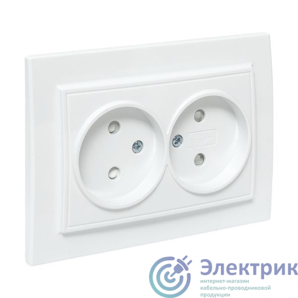ERR10-102-100 | Розетка 2-м СП Минск 10А IP20 без заземл. защ. шторки бел. Basic EKF