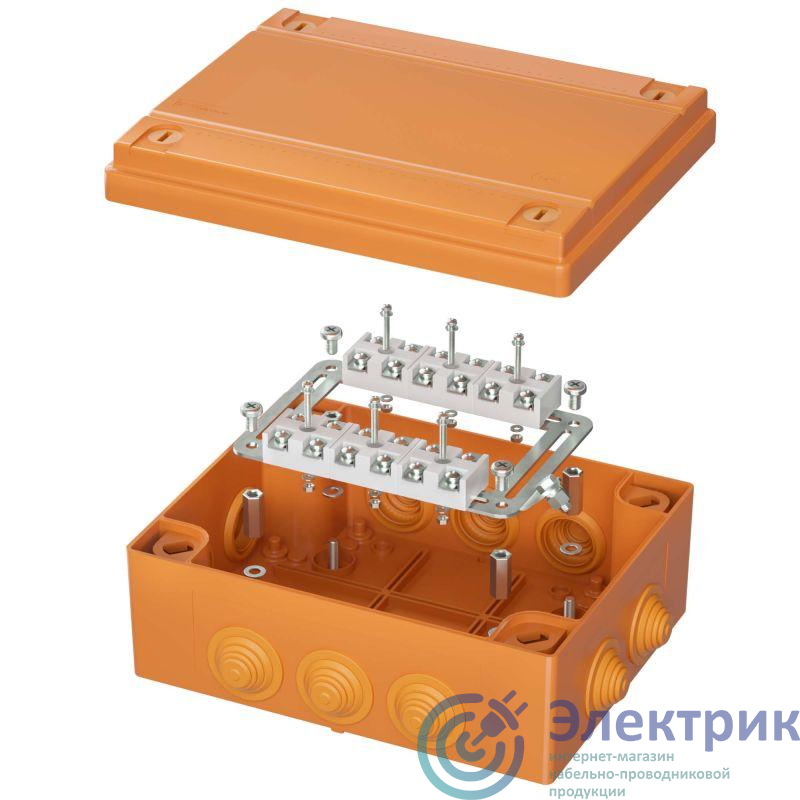 Коробка пластиковая FS с кабельными вводами и клеммниками IP55 240х190х90мм 12р 450V 32A 10кв.мм DKC FSK411210