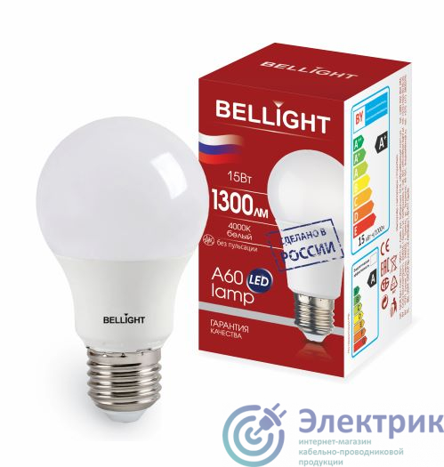 Лампа светодиодная LED A60 220V/15W/E27 1300Lm 4000К