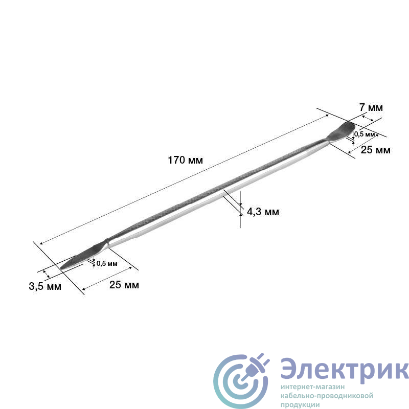 Спуджер 170мм металлический узкий (лопатка двухсторонняя) Rexant 12-4335