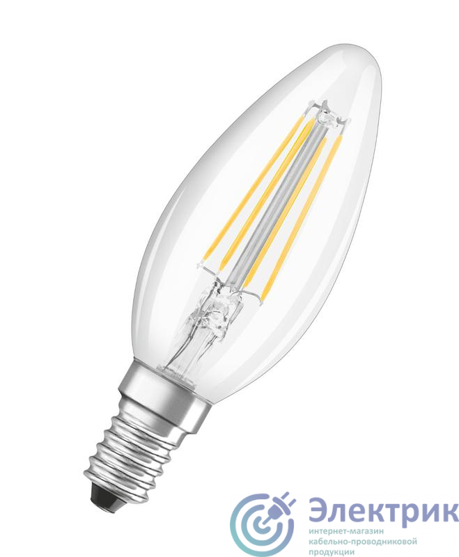 Лампа светодиодная филаментная LED Star Classic B 60 5W/840 5Вт свеча прозрачная 4000К нейтр. бел. E14 660лм 220-240В OSRAM 4058075116702