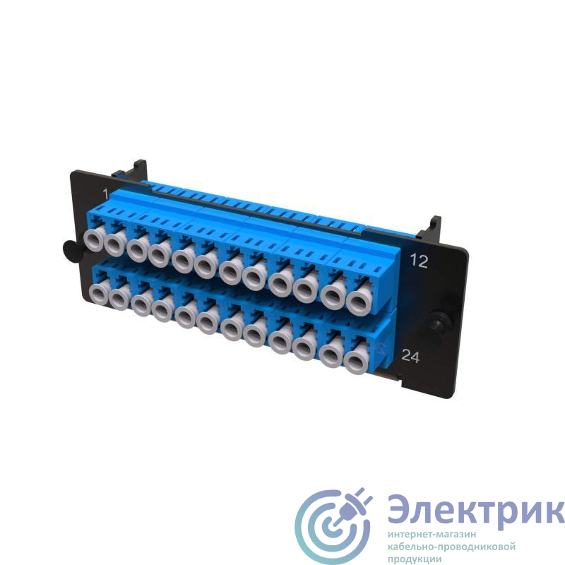 Планка адаптерная с установленными 12xLC Duplex адаптерами (aligned key)(цвет адаптера - синий) OS2 1 HU DKC RNAP12L1US