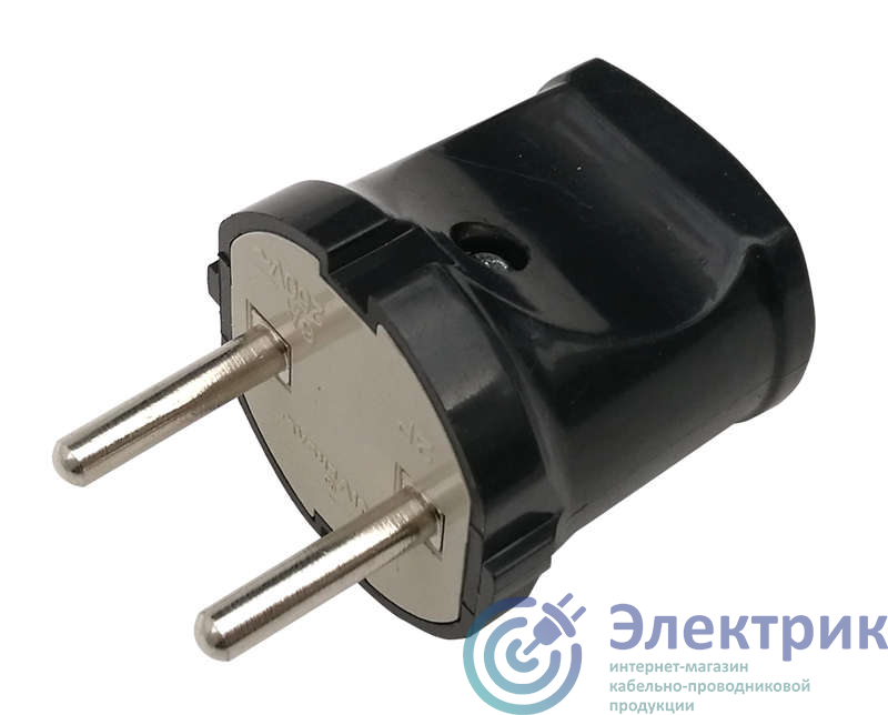 4690612009032 | Вилка прямая 10А 4242 черн. IN HOME
