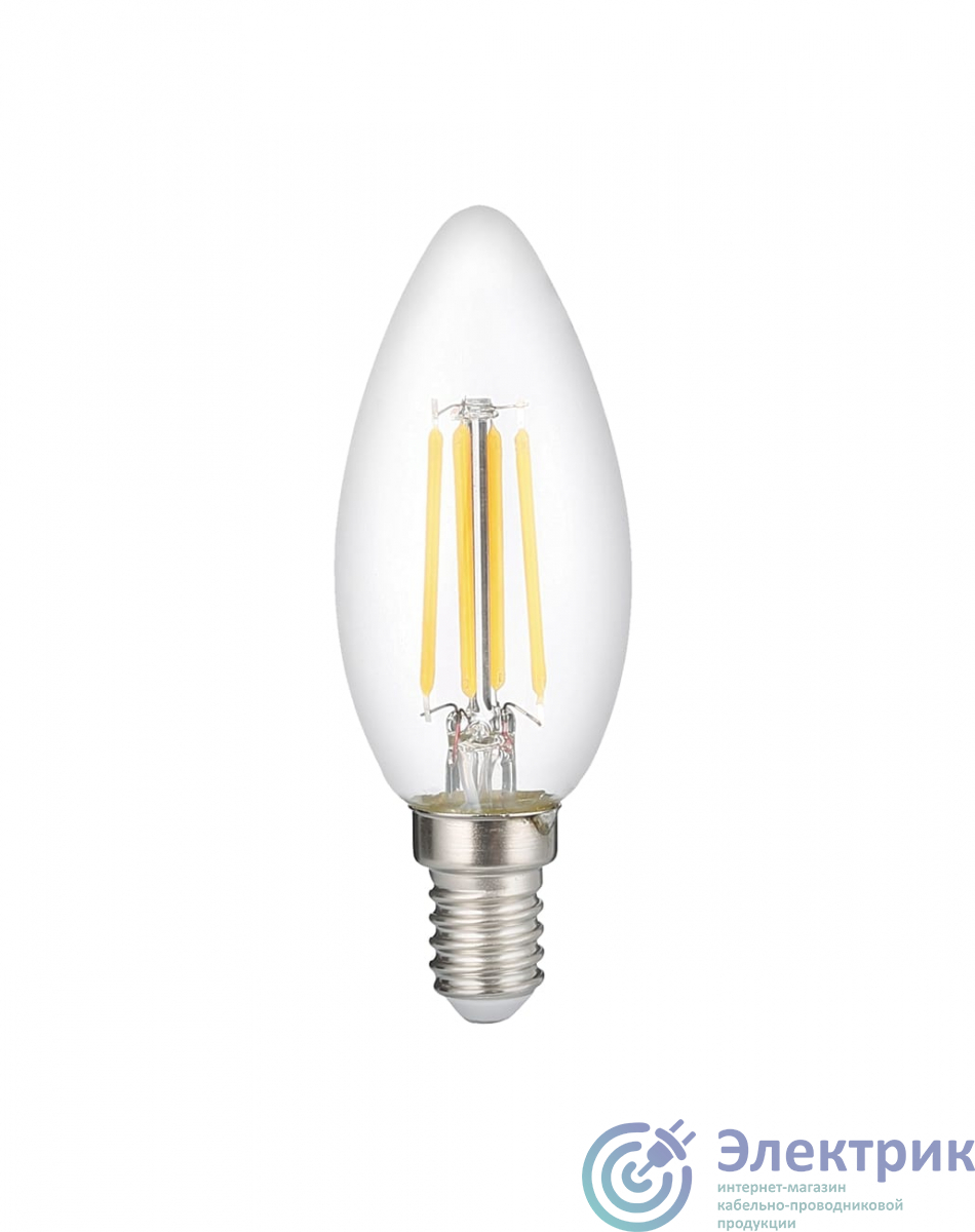 5020450 | Лампа сетодиодная декоративная LED 6w E14 3000K свеча прозрачная филамент 230/50 Jazzway JazzWay