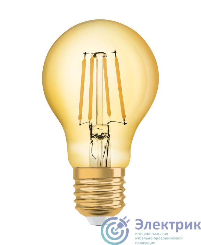 Лампа светодиодная филаментная Vintage 1906 LED CL A FIL GOLD 50 non-dim 6.5W/824 6.5Вт тепл. бел. E27 (замена 50Вт) зол. OSRAM 4058075293298