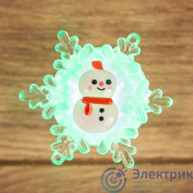 Фигура светодиодная &quot;Снеговик на снежинке&quot; 5.5х5.5см RGB Neon-Night 501-038