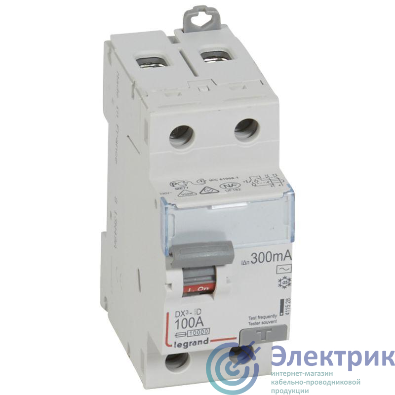 Выключатель дифференциального тока (УЗО) 2п 100А 300мА тип AC DX3 Leg 411528