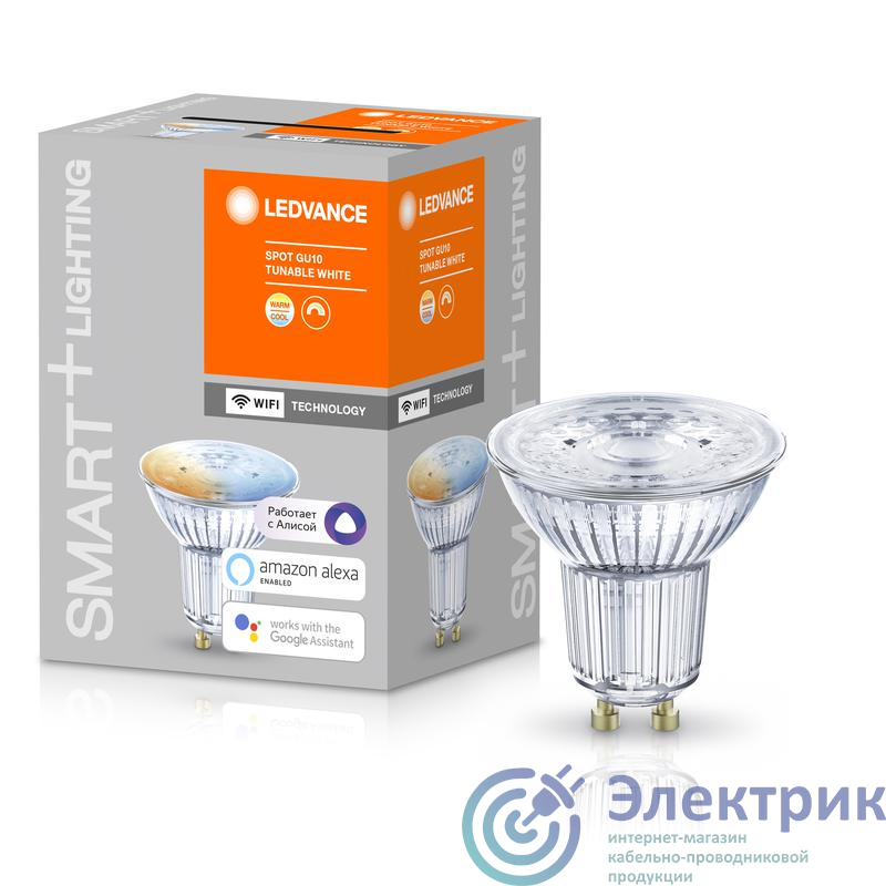 Лампа светодиодная SMART+ WiFi SPOT GU10 Tunable White 40 45град. 5Вт/2700-6500К GU10 LEDVANCE 4058075485679